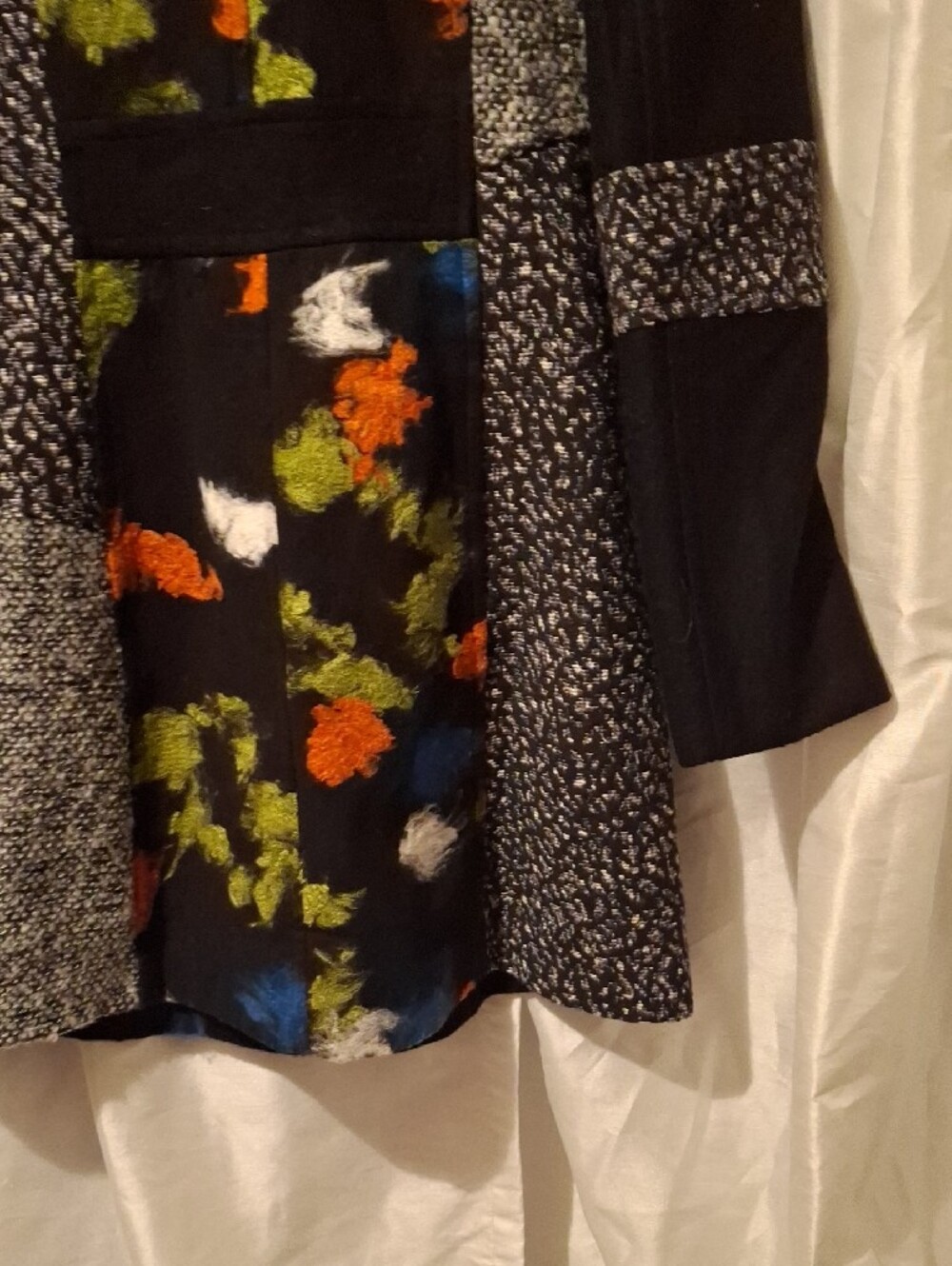 Women's Black Wool Embroidered  Coat - Picture 12 of 14